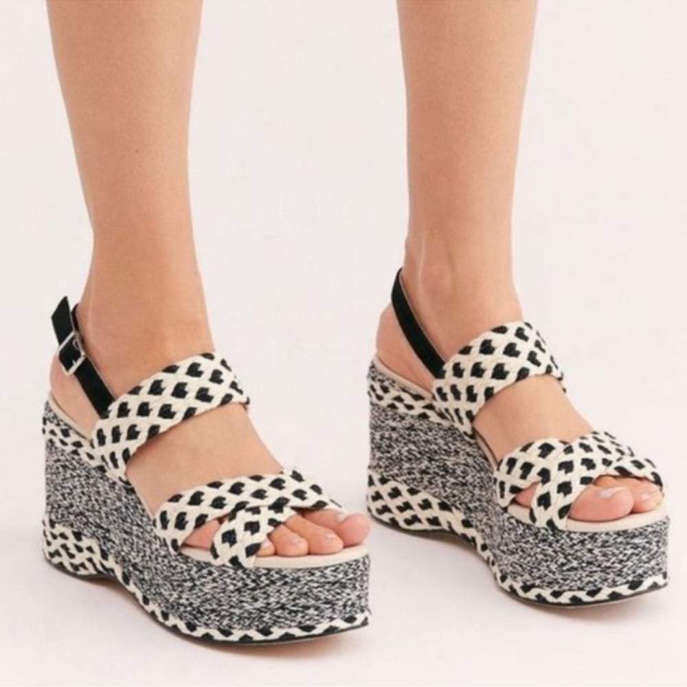 Free People Dolce Woven Cream Platform Heel